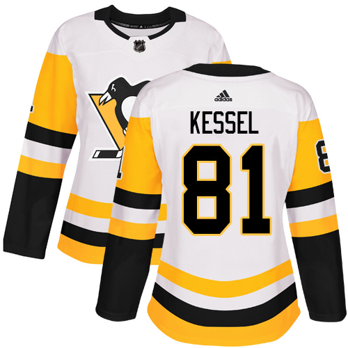 Adidas Penguins #81 Phil Kessel White Road Authentic Women's Stitched NHL Jersey